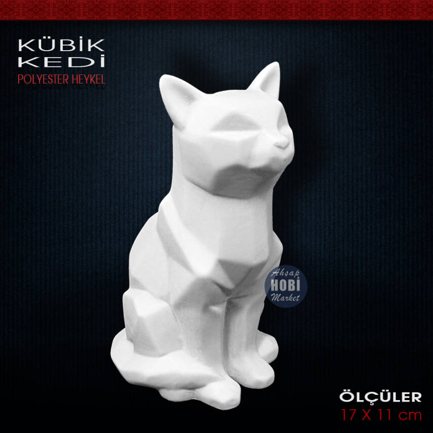 Kübik Kedi Biblo Heykel (17x11 cm) Ham Polyester - 1