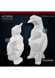 Kübik Penguen Biblo Heykel Seti (2 Parça) Ham Polyester - Tual Hobi Sanat