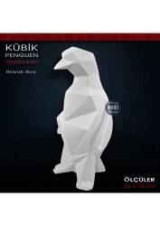 Kübik Penguen Biblo Heykeli Büyük (30x14 cm) Ham Polyester - Tual Hobi Sanat