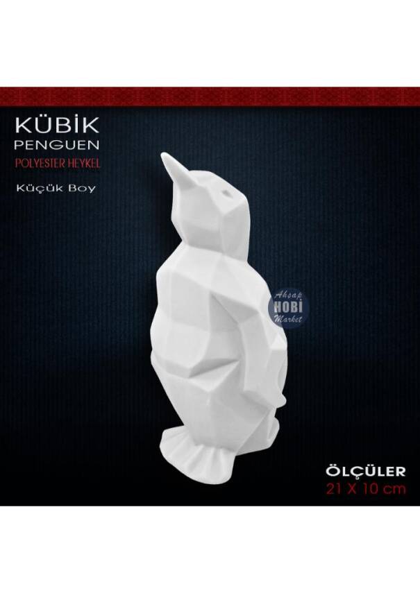 Kübik Penguen Biblo Heykeli Küçük (21x10cm) Ham Polyester - 1