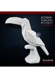 Kübik Tukan Kuşu Biblo Heykeli (30x30 cm) Ham Polyester - Tual Hobi Sanat