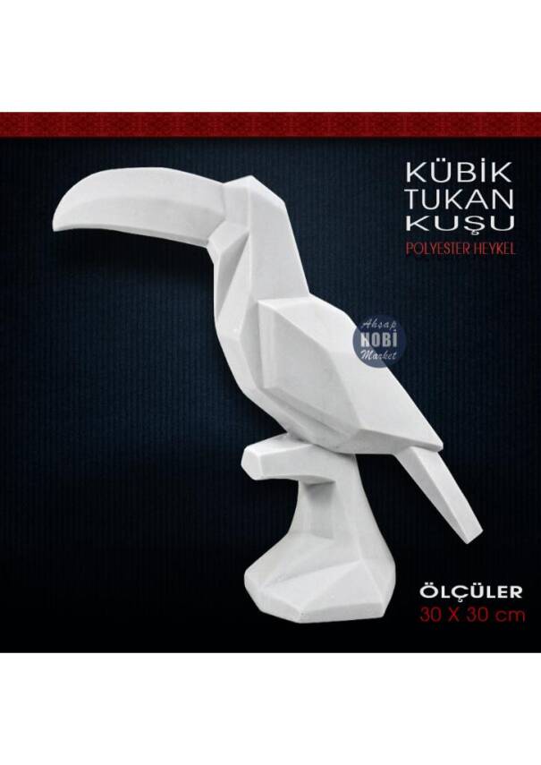 Kübik Tukan Kuşu Biblo Heykeli (30x30 cm) Ham Polyester - 1