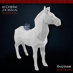 Kübik Zebra Biblo Heykeli (26x25 cm) Ham Polyester - Tual Hobi Sanat (1)