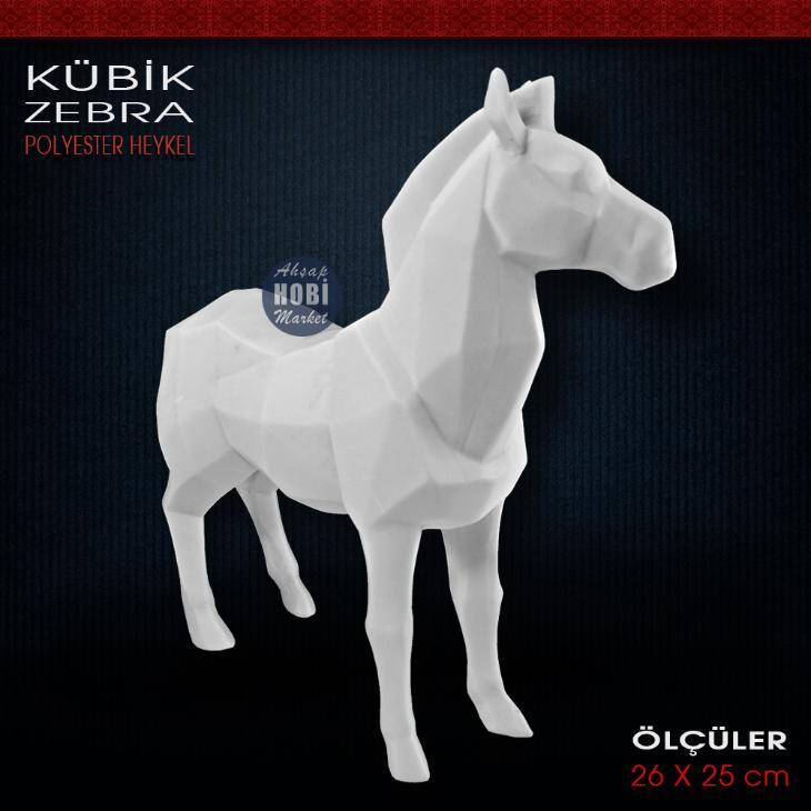 Kübik Zebra Biblo Heykeli (26x25 cm) Ham Polyester - 2