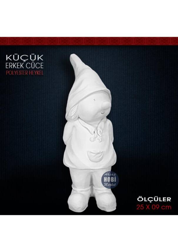 Küçük Erkek Cüce Heykeli (25x9 cm) Ham Polyester - 1