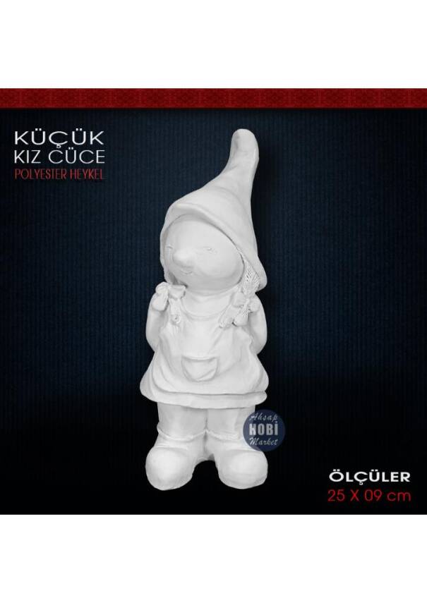 Küçük Kız Cüce Heykeli (25x9 cm) Ham Polyester - 1