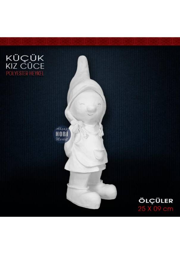 Küçük Kız Cüce Heykeli (25x9 cm) Ham Polyester - 2