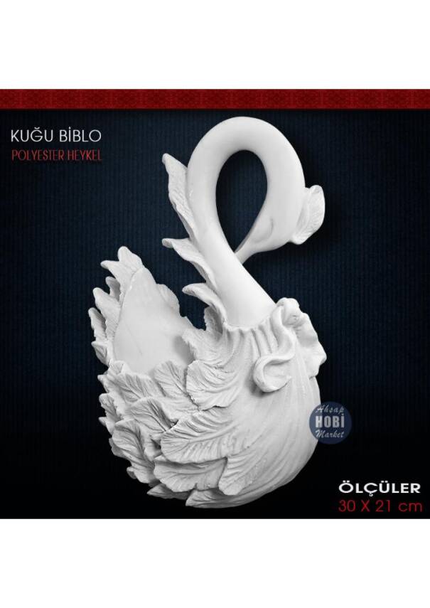 Kuğu Biblo Heykeli (30x21 cm) Ham Polyester - 1