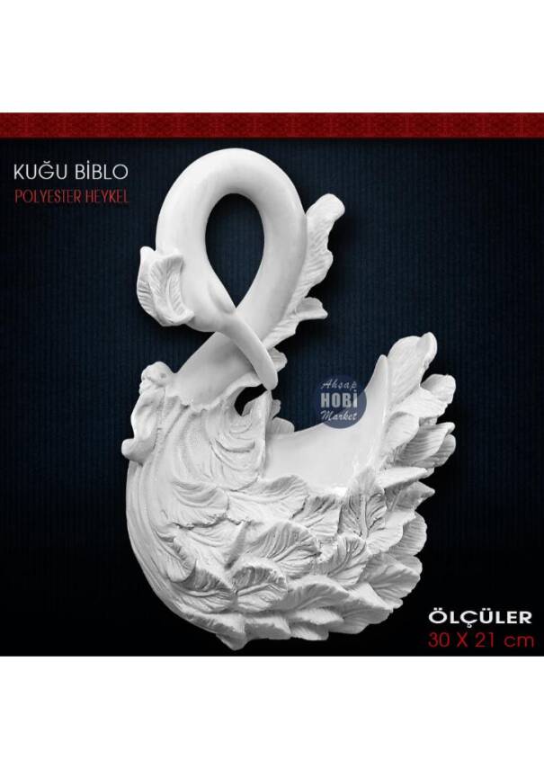 Kuğu Biblo Heykeli (30x21 cm) Ham Polyester - 2