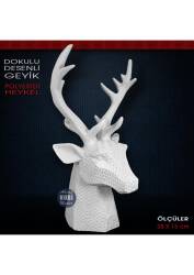 Dokulu Desenli Geyik Büstü Heykeli (28x15 cm) Ham Polyester - Tual Hobi Sanat