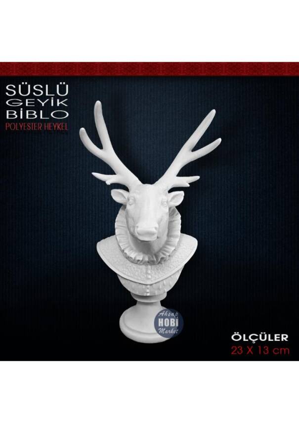 Süslü Geyik Büstü Biblo (23x13 cm) Ham Polyester - 1