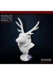 Süslü Geyik Büstü Biblo (23x13 cm) Ham Polyester - Tual Hobi Sanat (1)