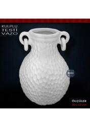 Kulplu Testi Vazo Büyük Boy (30x22 cm) Ham Polyester - Tual Hobi Sanat