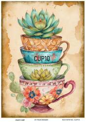 Kupa Desenli Pirinç Dekopaj Model : CUP10 - Line Art