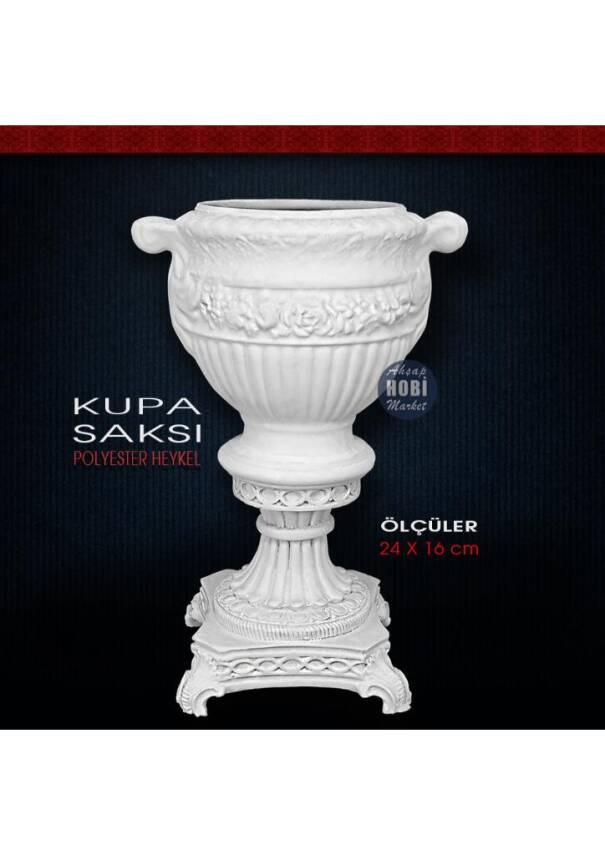 Kupa Saksı Vazo (24x16 cm) Ham Polyester - 1