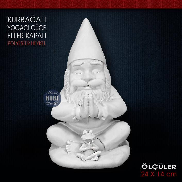 Kurbağalı Yogacı Cüce Eller Kapalı (24x14 cm) Ham Polyester - 1