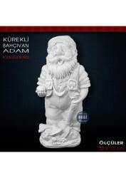 Kürekli Bahçıvan Adam Heykeli (32x15 cm) Ham Polyester - Tual Hobi Sanat