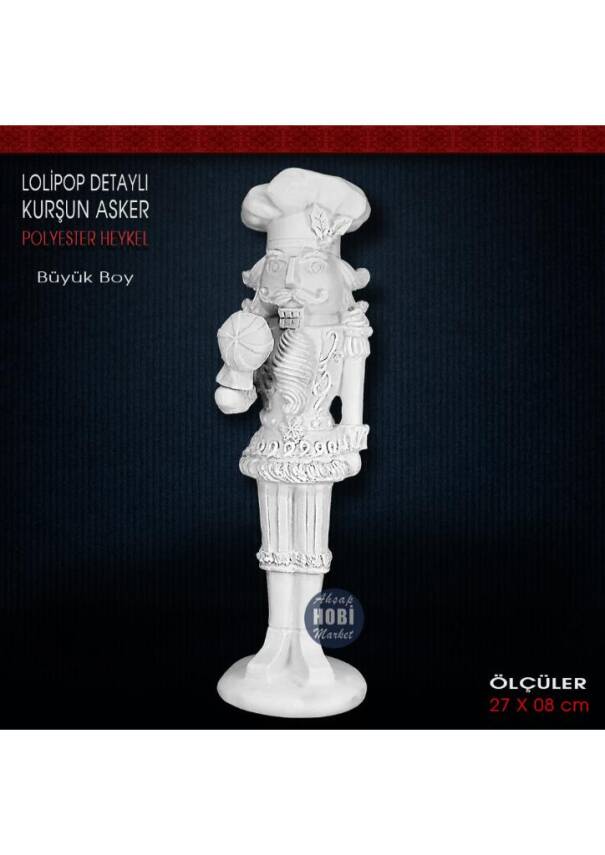 Kurşun Asker Lolipop Detaylı Biblo (27x8 cm) Ham Polyester - 1