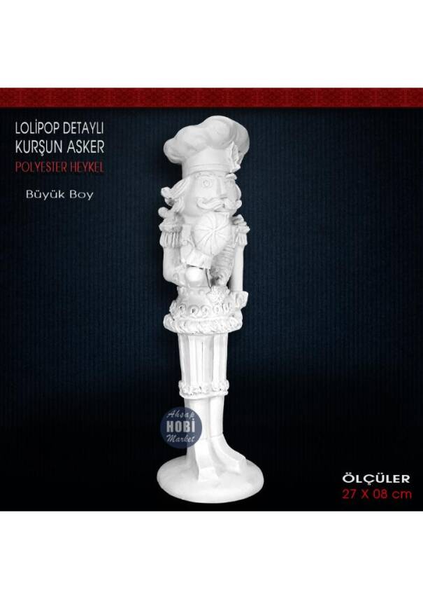 Kurşun Asker Lolipop Detaylı Biblo (27x8 cm) Ham Polyester - 3