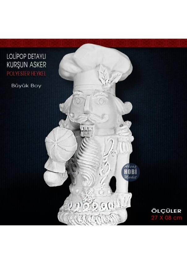 Kurşun Asker Lolipop Detaylı Biblo (27x8 cm) Ham Polyester - 2