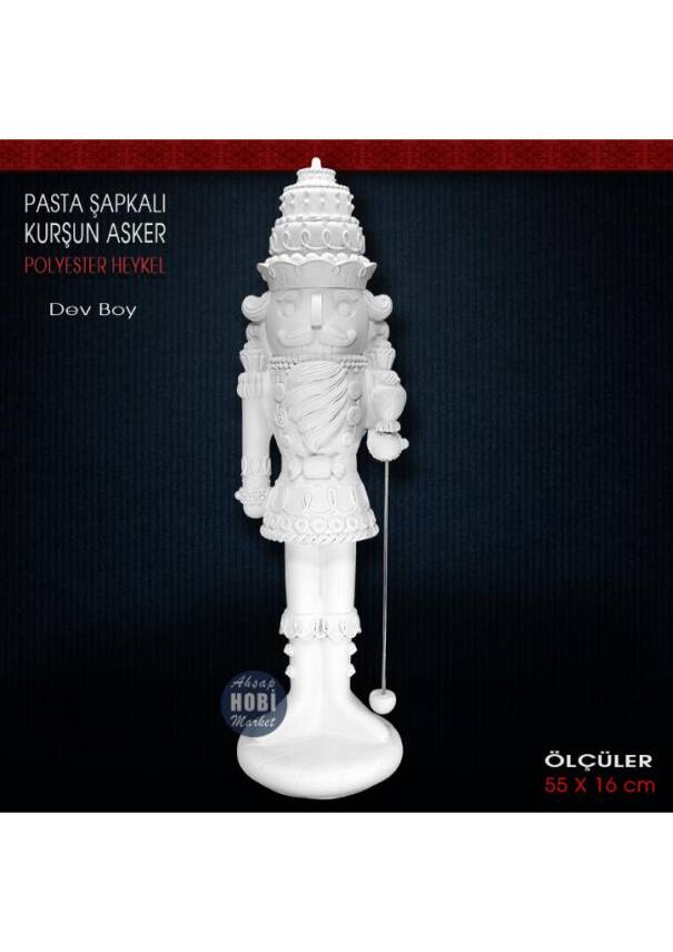 Kurşun Asker Pasta Şapkalı Büyük Heykel (55x16 cm) Ham Polyester - 1