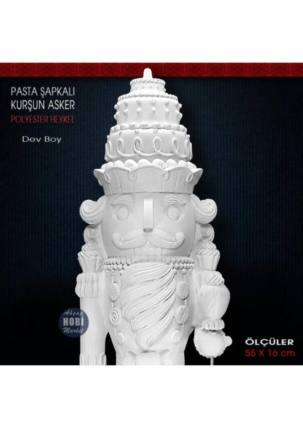 Kurşun Asker Pasta Şapkalı Büyük Heykel (55x16 cm) Ham Polyester - 2