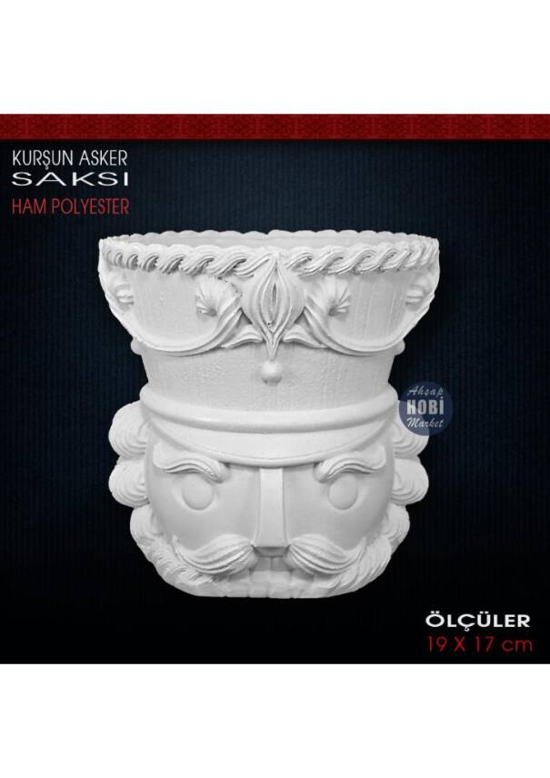 Kurşun Asker Saksı (19x17 cm) Ham Polyester - 1
