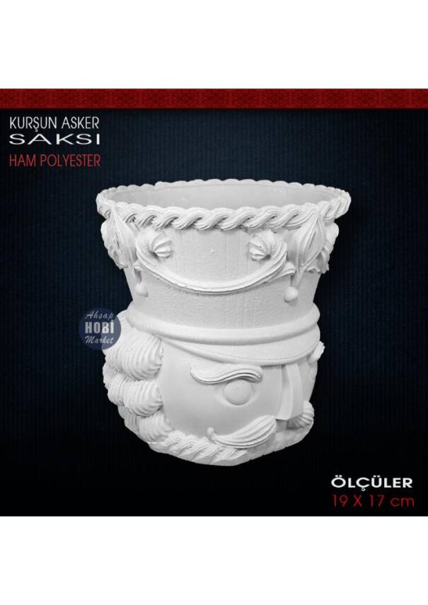 Kurşun Asker Saksı (19x17 cm) Ham Polyester - 2