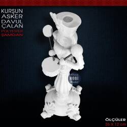 Kurşun Asker Şamdan Davul Çalan (26x12 cm) Ham Polyester - Tual Hobi Sanat (1)