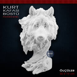 Kurt Kafası Büstü Heykeli (30x19 cm) Ham Polyester - Tual Hobi Sanat (1)