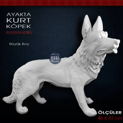 Kurt Köpek Heykeli Ayakta Model (46x37 cm) Ham Polyester - Tual Hobi Sanat (1)