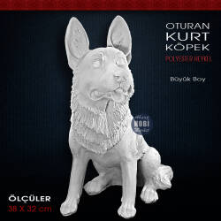Kurt Köpek Heykeli Oturan Model (38x32 cm) Ham Polyester - Tual Hobi Sanat (1)
