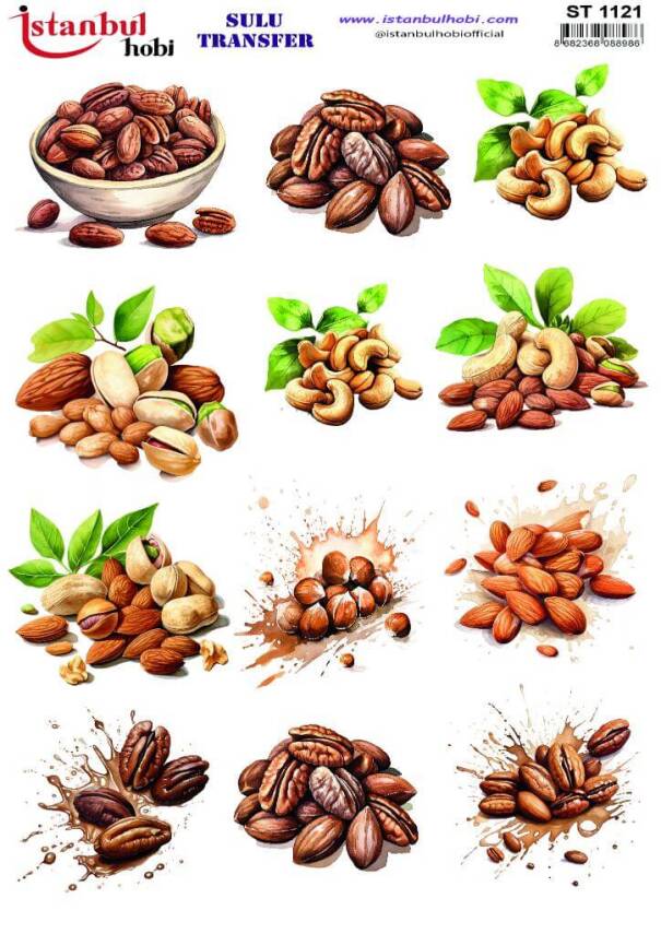 Kuruyemiş Desenli Sulu Transfer Kağıdı STI-1121 - 1