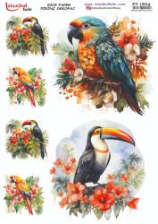 Kuş Çiçek Desenli Pirinç Dekopaj Model : PT 1824 - Tual Hobi Craft İst