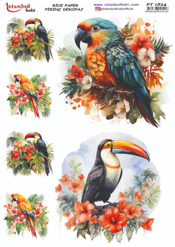 Kuş Çiçek Desenli Pirinç Dekopaj Model : PT 1824 - 1