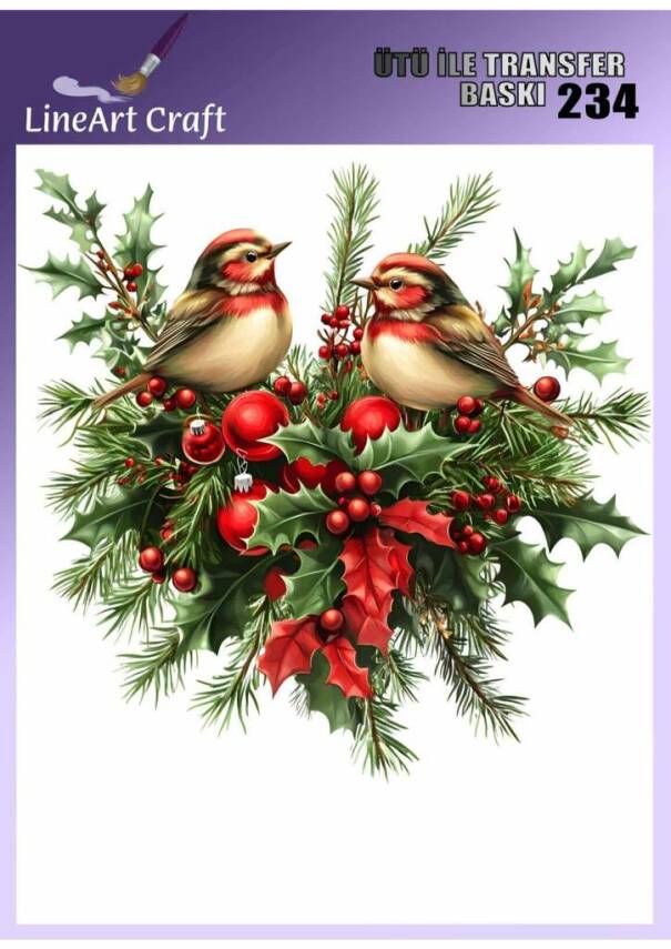 Kuş Desenli Kumaş Transfer Kağıdı LNT-K234 (20x20 cm) - 1