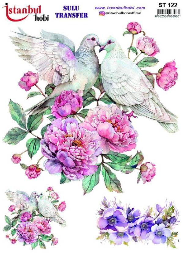 Kuş Desenli Sulu Transfer Kağıdı STI-122 - 1