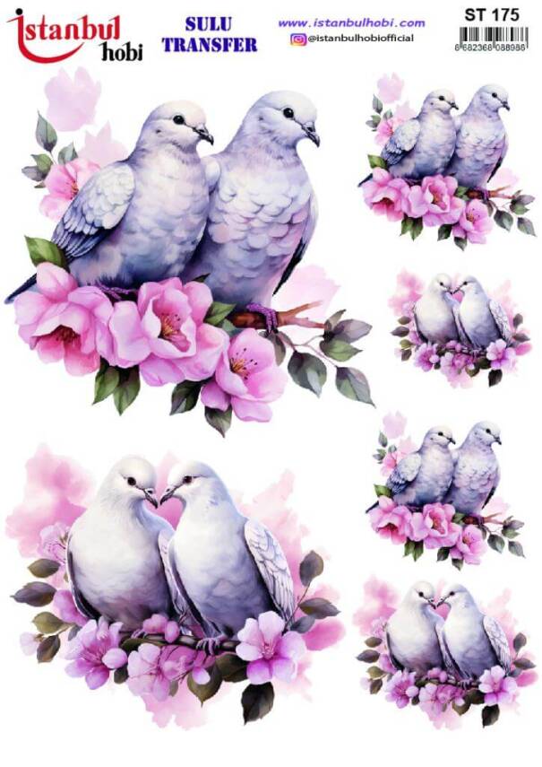 Kuş Desenli Sulu Transfer Kağıdı STI-175 - 1