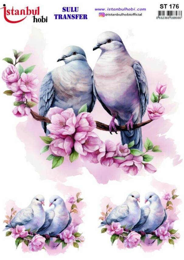 Kuş Desenli Sulu Transfer Kağıdı STI-176 - 1
