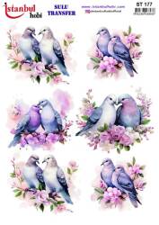 Kuş Desenli Sulu Transfer Kağıdı STI-177 - Tual Hobi Craft Ist