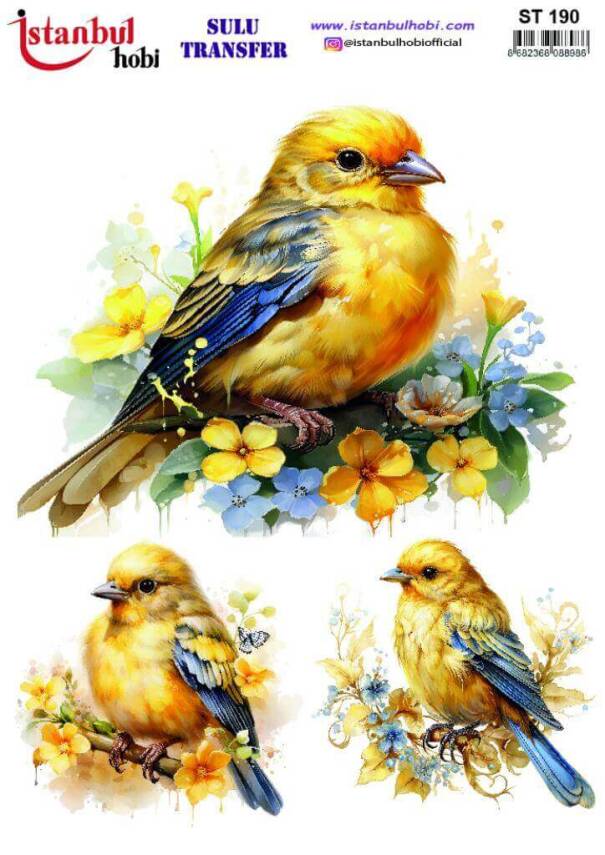 Kuş Desenli Sulu Transfer Kağıdı STI-190 - 1