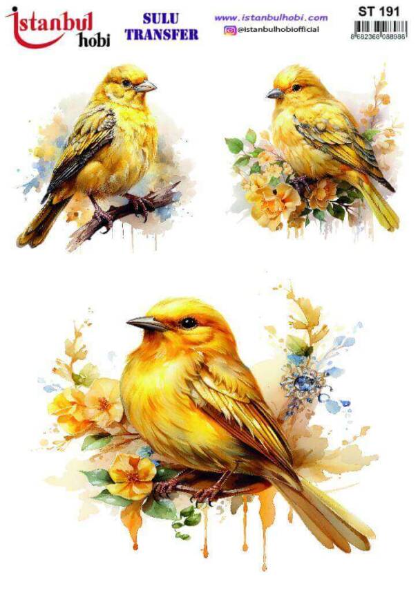 Kuş Desenli Sulu Transfer Kağıdı STI-191 - 1