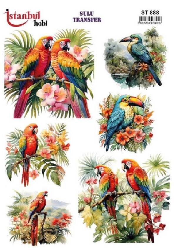 Kuş Desenli Sulu Transfer Kağıdı STI-888 - 1