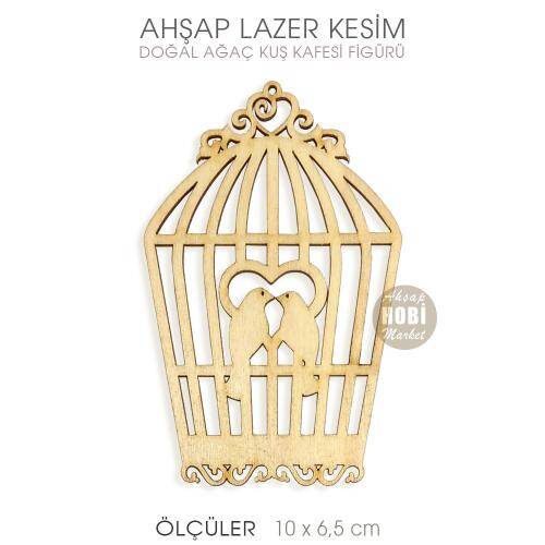 Kuş Kafesi Figürü (10x6,5 cm) Ahşap Lazer Kesim - 1