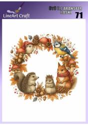 Kuş Sincap Kirpi Desenli Kumaş Transfer Kağıdı LNT-K071 (20x20 cm) - Line Art