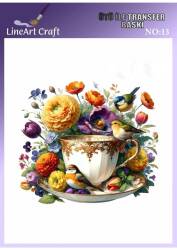 Kuş ve Çiçek Desenli Kumaş Transfer Kağıdı LNT-K013 (20x20 cm) - Line Art