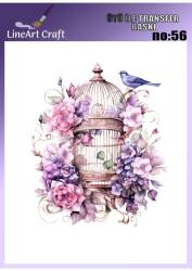 Kuş ve Çiçek Desenli Kumaş Transfer Kağıdı LNT-K056 (20x20 cm) - Line Art