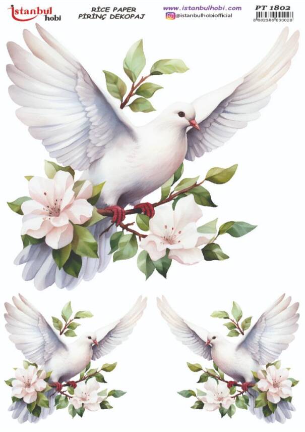 Kuş ve Çiçek Desenli Pirinç Dekopaj Model : PT 1802 - 1