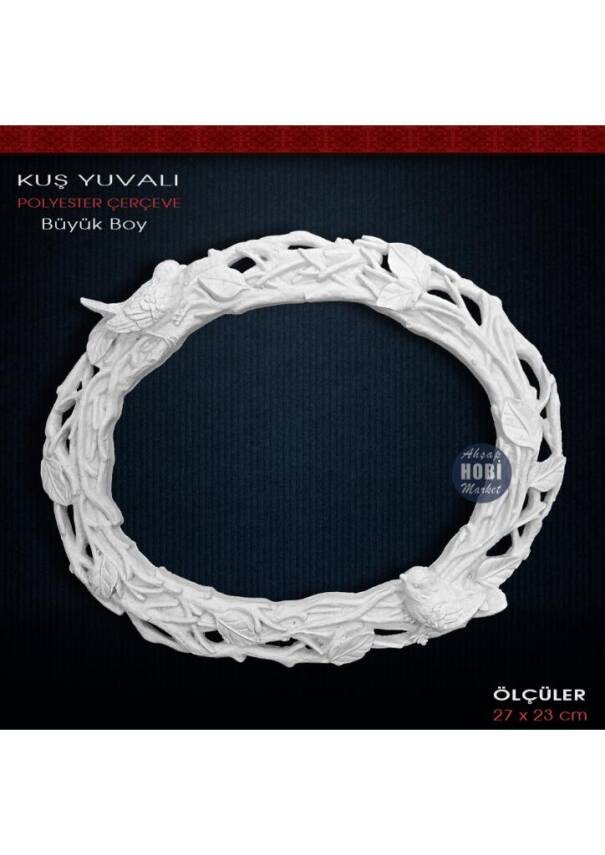 Kuş Yuvalı Çerçeve Büyük Boy (27X23cm) Ham Polyester - 1
