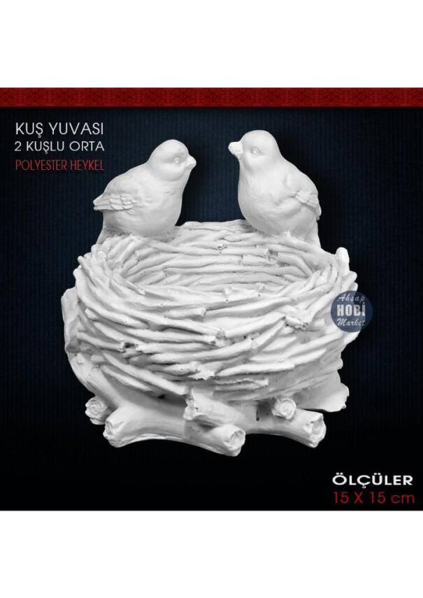 Kuş Yuvası 2 Kuşlu Orta Boy (15x15 cm) Ham Polyester - 1